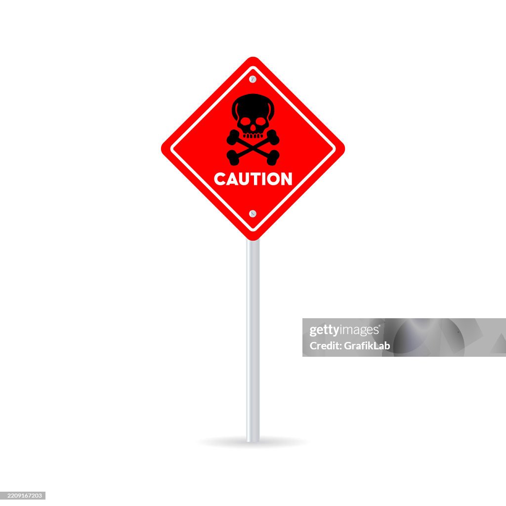 Red Warning Sign Skull Crossbones Symbol