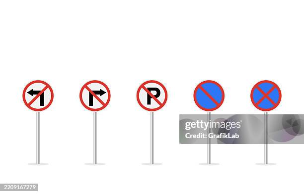 stellen sie verbotsschilder auf, die auf eingeschränkte aktionen hinweisen, parkverbot - parkverbot stock-grafiken, -clipart, -cartoons und -symbole