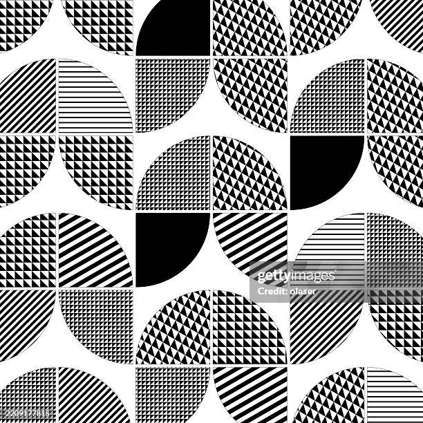 black and white geometric pattern with various shapes and lines. - tulip background stock illustrations
