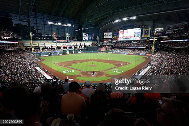 General view of Daikin Park is seen during the game between the Los Angeles Angels and the Houston Astros on Friday, April 11, 2025 in Houston, Texas.