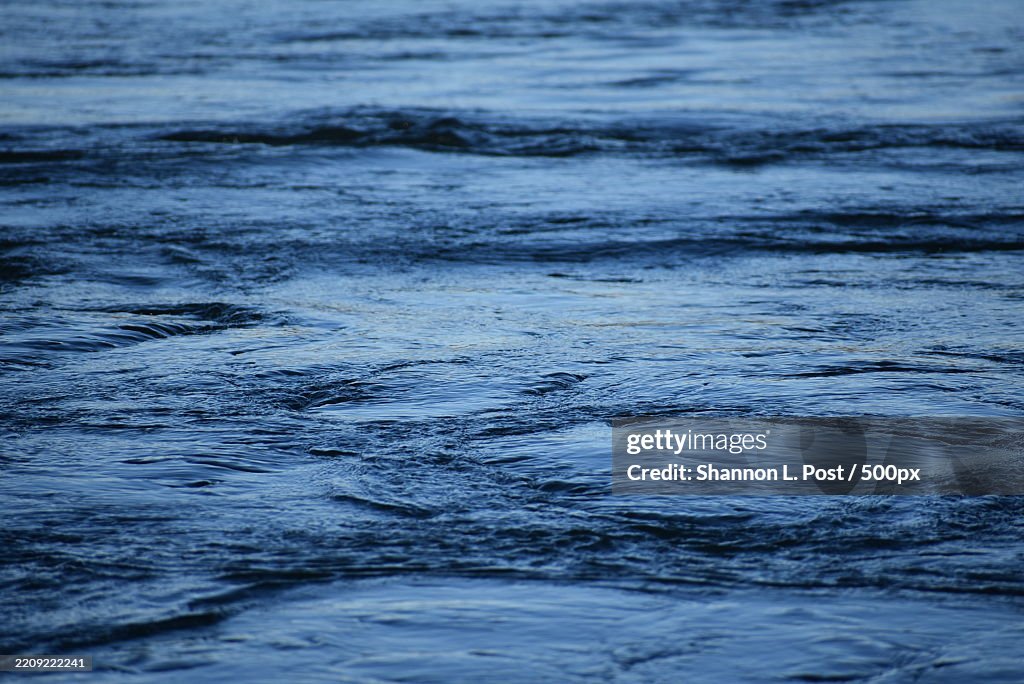 Flowing river water ripples under soft natural light,Creating a textured pattern of movement,Talkeetna,Alaska,United States,USA