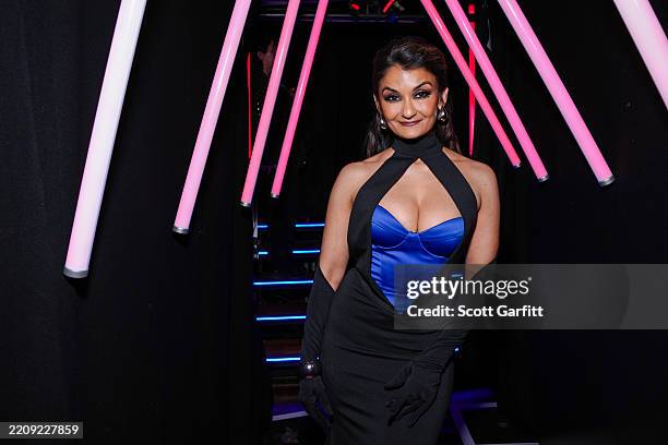 Anjali Bhimani poses backstage during the BAFTA Games Awards 2025 at the Queen Elizabeth Hall on April 8, 2025 in London, United Kingdom.