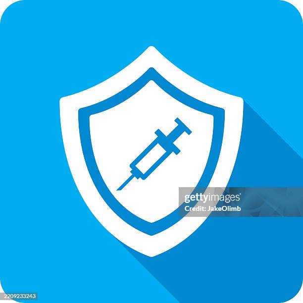 shield syringe icon silhouette 1 - controlled substances covid 19 stock illustrations