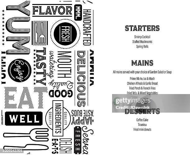 bar or restaurant seamless pattern background with typography and menu mock up template - menu design stock illustrations