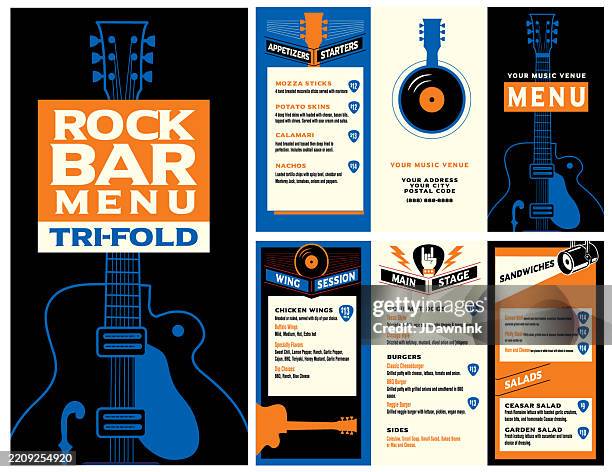 Rock Music Bar Food Menu Trifold Design Mock Up Template High-Res
