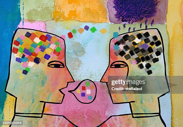 gesprächstherapie. moderator spricht mit dem patienten und bietet emotionale unterstützung - psychosoziale beratung stock-grafiken, -clipart, -cartoons und -symbole