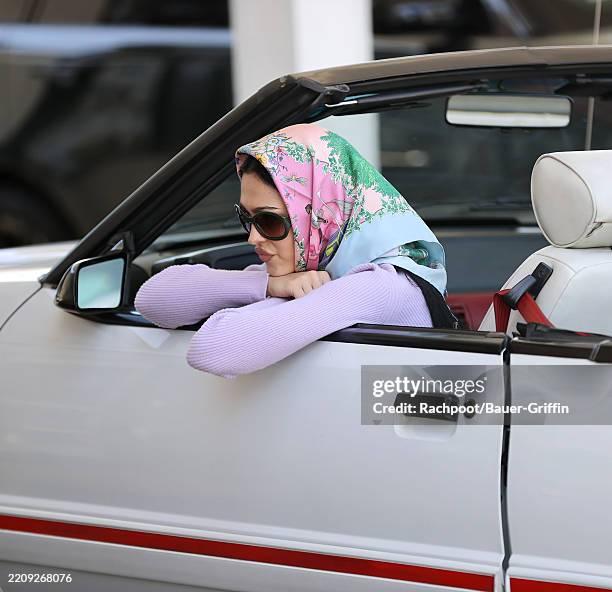 Amelia Hamlin is seen during a photoshoot in Beverly Hills on April 11, 2025 in Los Angeles, California.