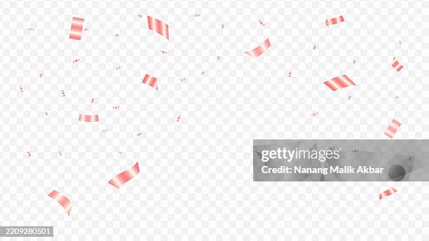 red confetti falling with transparent background - paper falling stock illustrations
