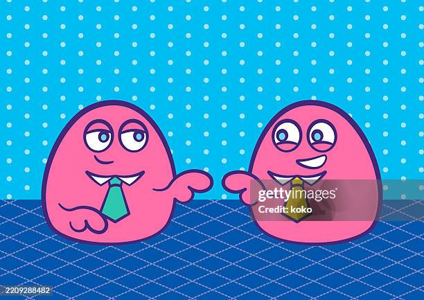 communication concepts. two hands just before a handshake.cute businessman characters. - smiley face background stock illustrations