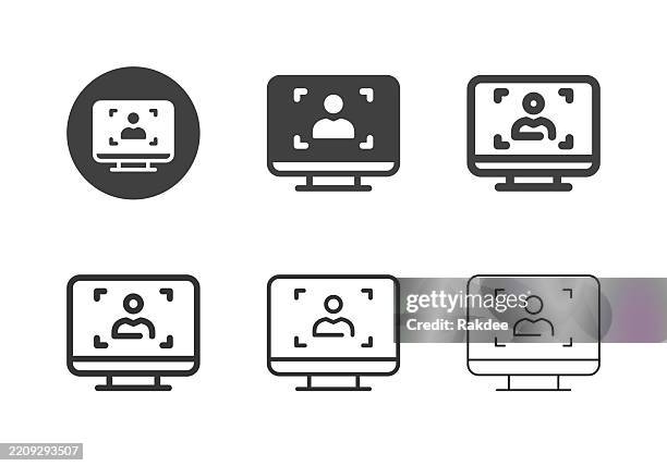 verify identity by computer icons - multi series - electronic sensor stock illustrations