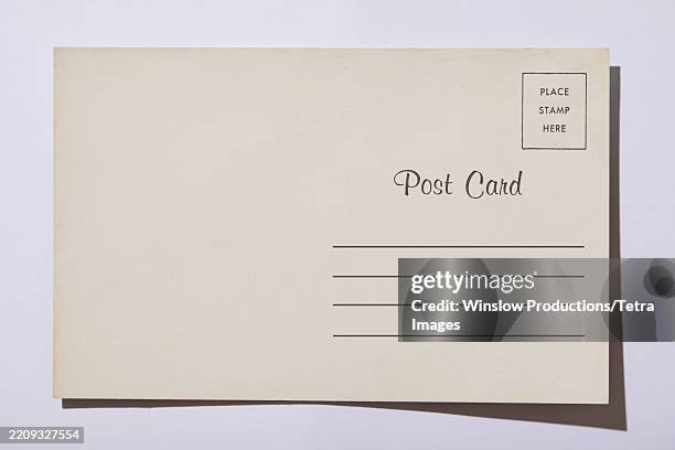blank postcard on white background - cartolina postale foto e immagini stock