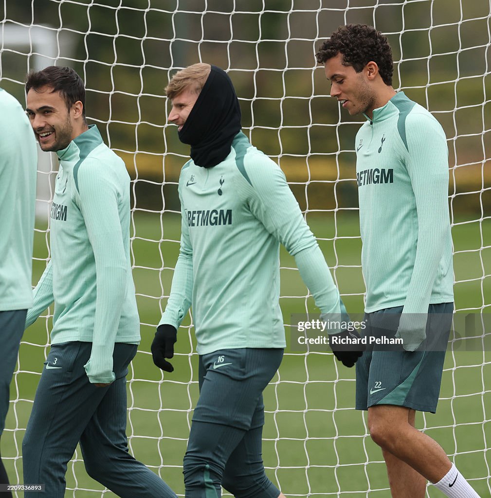 Tottenham Hotspur Training Session And Press Conference - UEFA Europa League 2024/25 Quarter Final First Leg