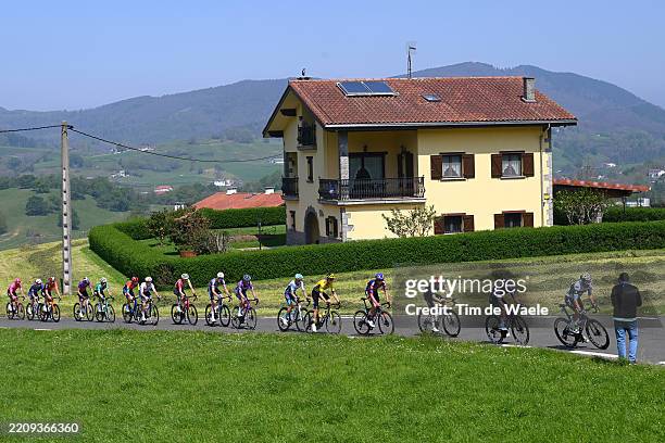General view of the peloton competing during the 64th Itzulia Basque Country 2025, Stage 3 a 156.6km stage from Zarautz to Beasain / #UCIWT / on...