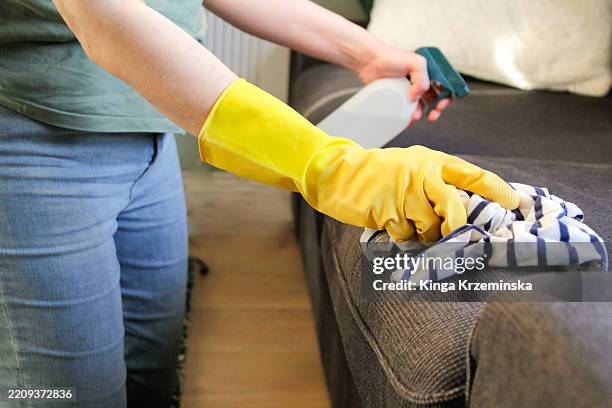 cleaning sofa - trapo de fregar fotografías e imágenes de stock