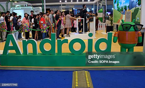 Visitors seen standing in a queue at Android stall at Comic Con event. The event witnessed a host of activities, a wide array of merchandise and...