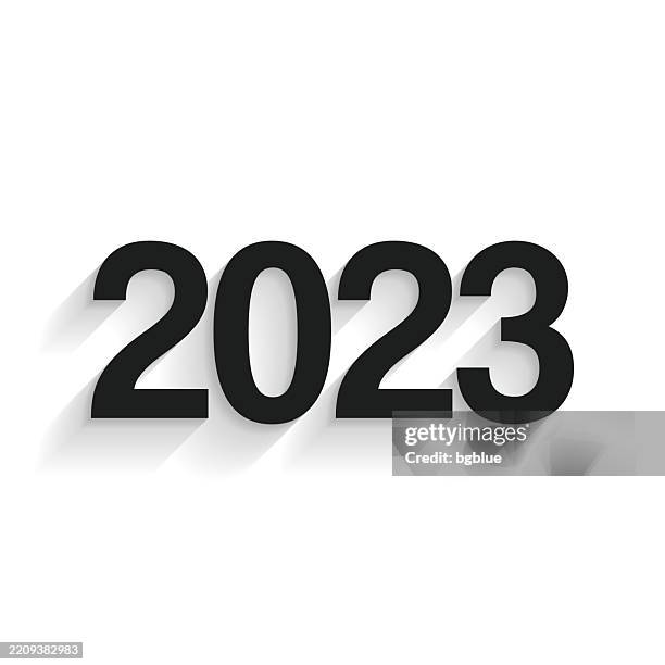 2023 - two thousand twenty-three. icon with long shadow on white background - 2023 stock illustrations