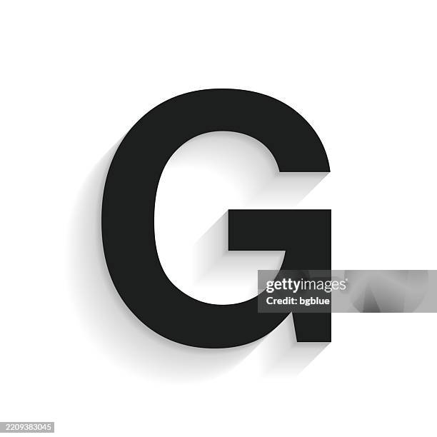 letter g. icon with long shadow on white background - 3d g stock illustrations
