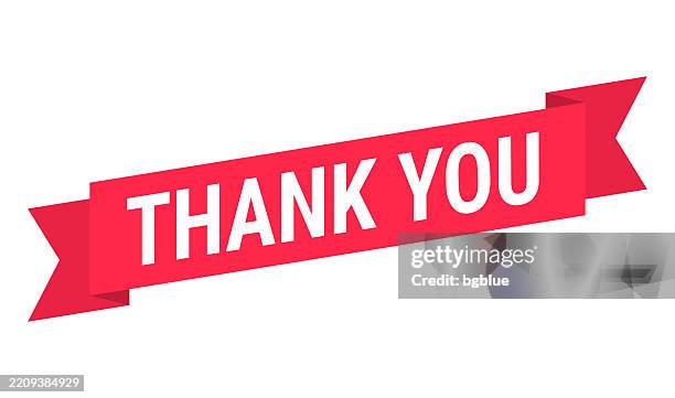 stockillustraties, clipart, cartoons en iconen met thank you - red banner on white background - red white and blue ribbon