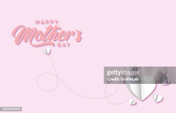 mother's day greeting hearts decorative typography soft colors - good vibes font stock illustrations
