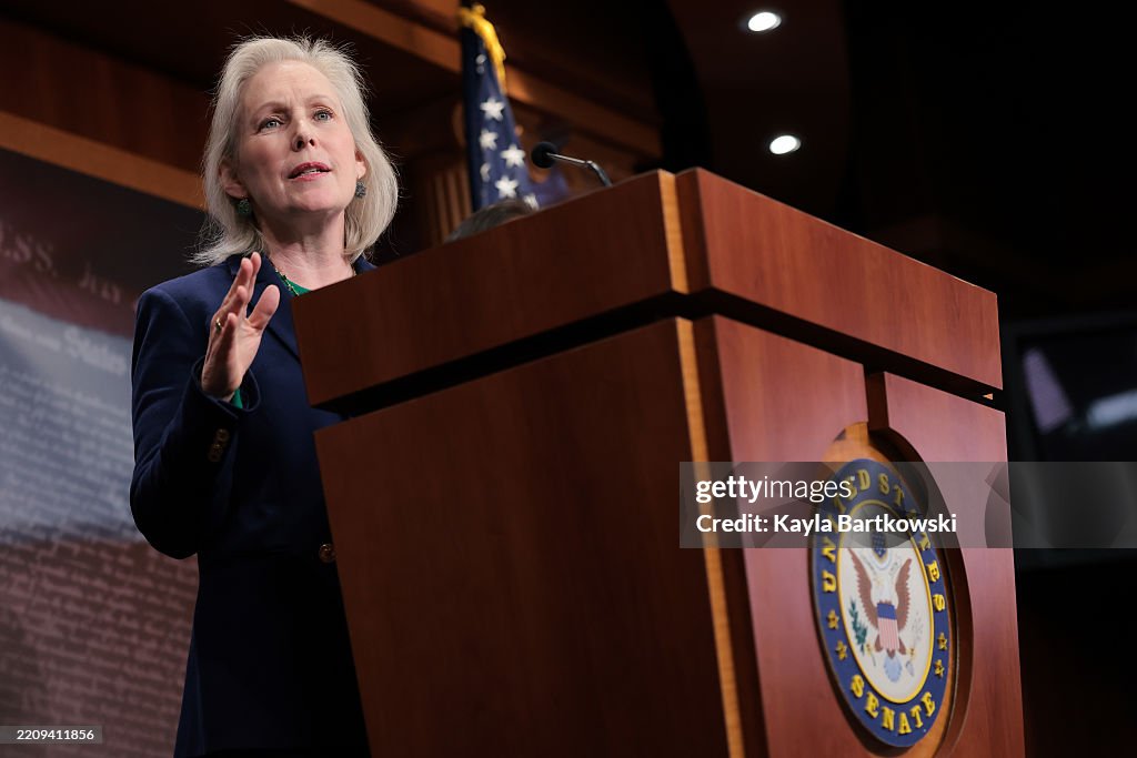 Senate Democrats Speak Out On Capitol Hill Against Trump's Tariffs