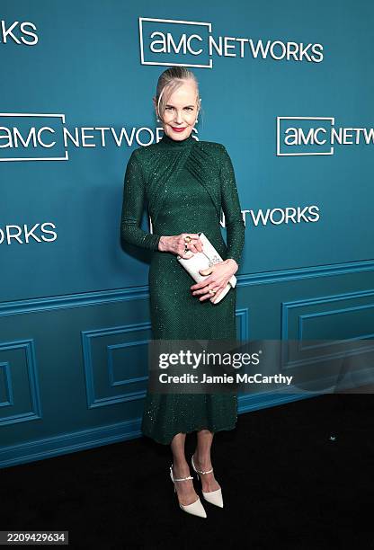 Elizabeth McGovern attends the AMC Networks 2025 upfront at Spring Studios on April 09, 2025 in New York City.