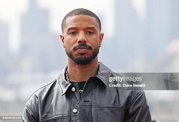 Michael B. Jordan attends the London photocall for "Sinners" at IET London on April 13, 2025 in London, England. Michael B. Jordan wears GapStudio.