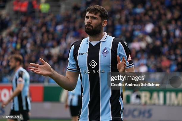 Tim Sechelmann of SV Waldhof Mannheim during the 3. Liga match between Waldhof Mannheim and TSV 1860 München at Carl-Benz-Stadium on April 13, 2025...