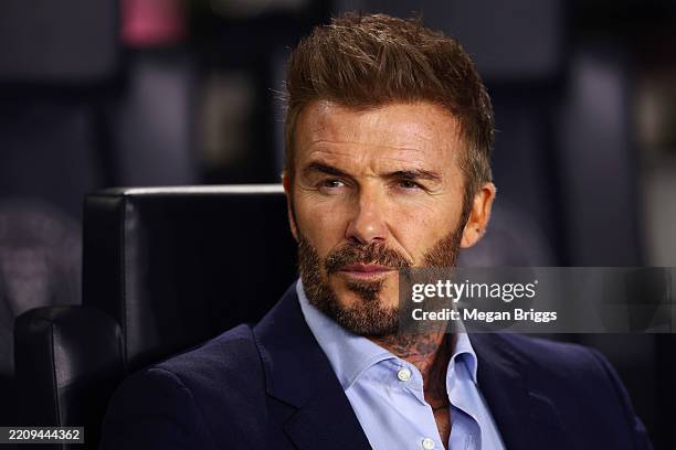 David Beckham, co-owner of Inter Miami CF, looks on prior to the CONCACAF Champions Cup 2025 Quarter-final second leg match between Inter Miami CF...