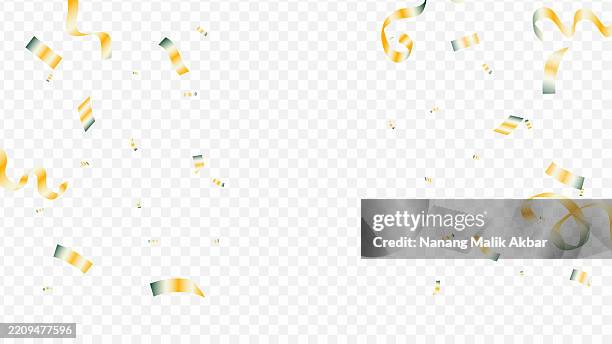 gold confetti falling with transparent background - confetti falling transparent stock illustrations