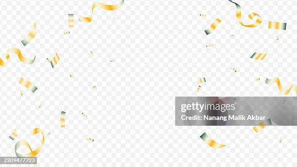 gold confetti falling with transparent background - gold confetti transparent stock illustrations