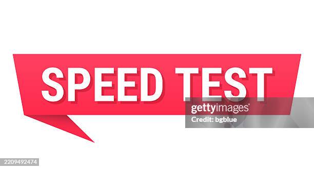 speed test - red speech bubble on blank background - checking boxes illustration stock illustrations