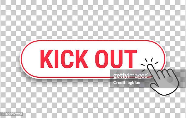 Kick Out 3d Click Web Button With Hand Cursor On Blank Background High ...