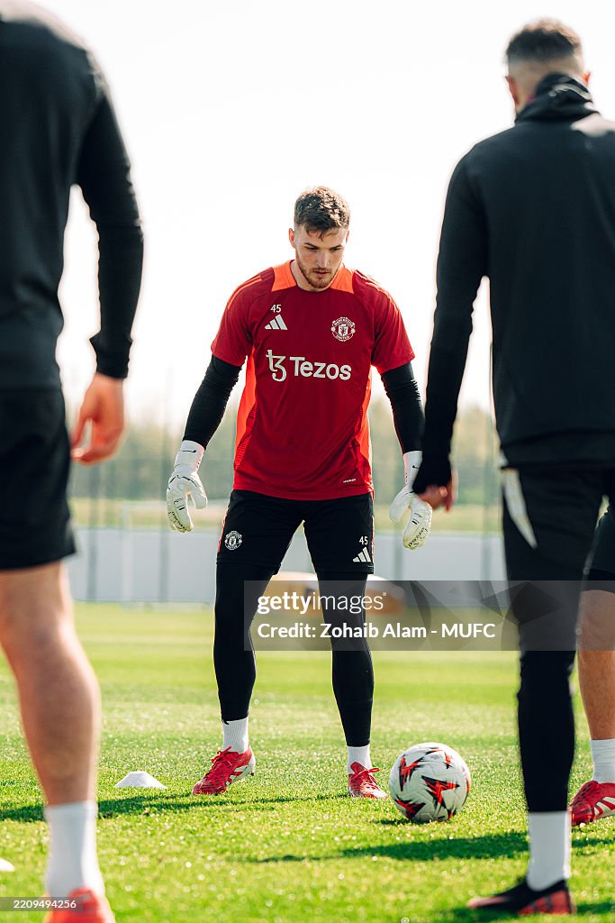 Manchester United Training Session And Press Conference - UEFA Europa League 2024/25 Quarter Final First Leg