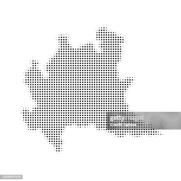 lombardy map of dots on white background - milan map vector stock illustrations