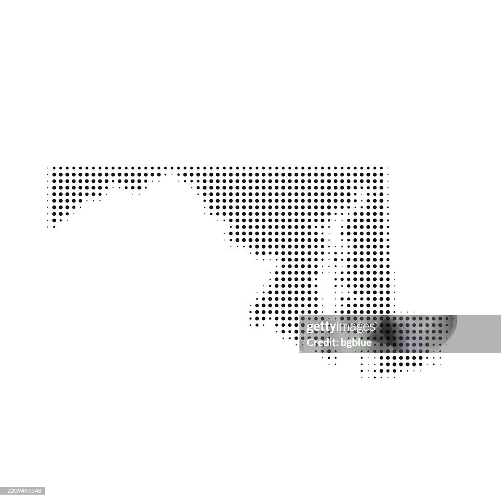 Maryland map of dots on white background