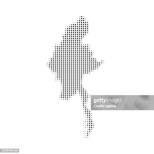 myanmar map of dots on white background - yangon myanmar stock illustrations