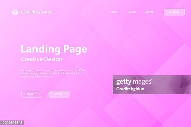 landing page template - abstract background with squares and pink gradient - trendy design - diamond pattern stock illustrations