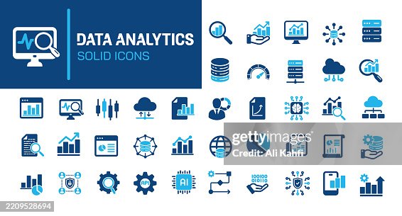 Data analytics glyph solid icons. Containing big data, analyzing, network data, database solid icons collection. Vector illustration. Perfect pixel on clean white background Data analytics glyph solid icons. Containing big data, analyzing, network data, database solid icons collection. Vector illustration. Perfect pixel on clean white background