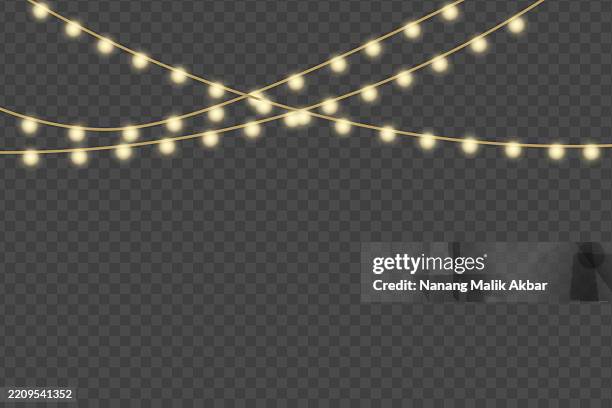 chrismas lights with transparent background - string lights transparent stock illustrations