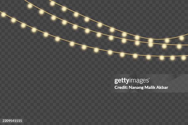 chrismas lights with transparent background - fairy-lights-transparent-background stock illustrations