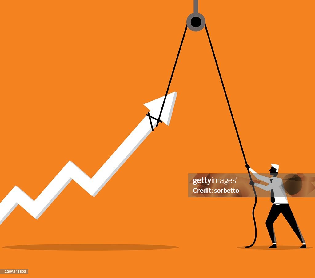 Businessman With Hoist Up Arrow High-Res Vector Graphic - Getty Images