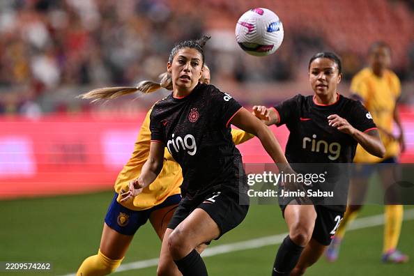 Reya Reyes Reyna Reyes of the Portland Thorns controls the ball against the Utah ...