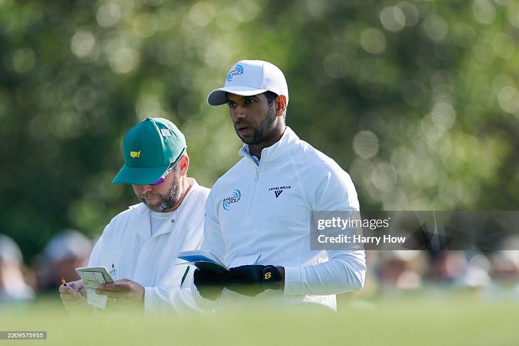 Aaron Rai of England prepares on the fourth tee during the first ...