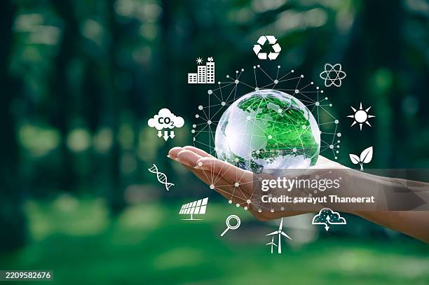 sustainable earth and green technology icons for eco friendly innovation sustainability earth day environment symbol - green technology stock pictures, royalty-free photos & images