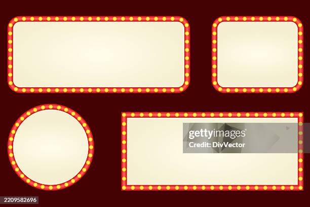 retro light bulb frame vector set - light bulb frame stock illustrations