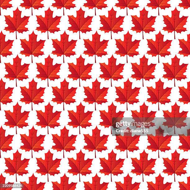 red maple leaf seamless background pattern - red maple leaf stock illustrations