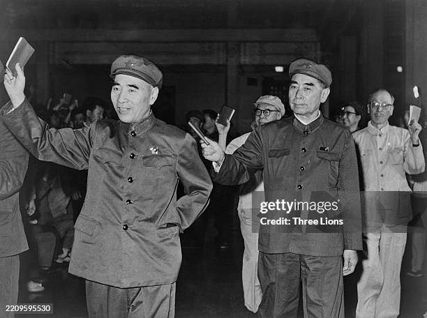 Chinese politician and military leader Lin Biao, Chinese journalist and political theorist Chen Boda , Chinese politician Zhou Enlai, and Chinese...