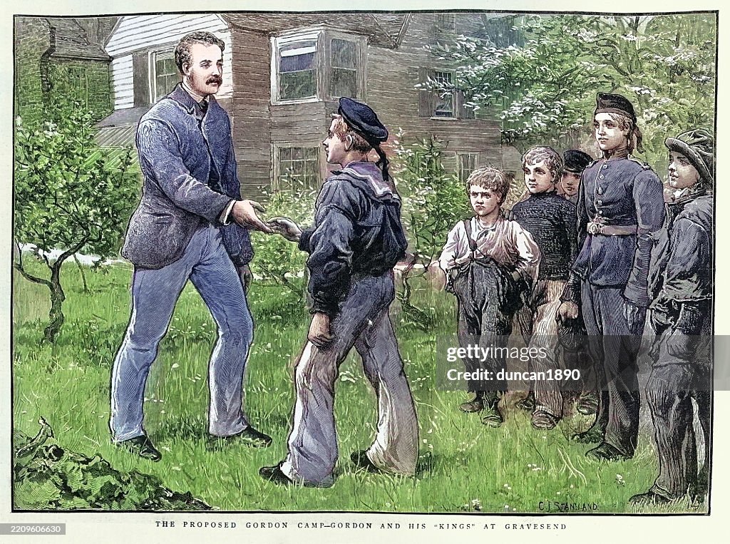 Gordon of khartoum and his school for boys at Gravesend, Victorian 19th Century 1880s