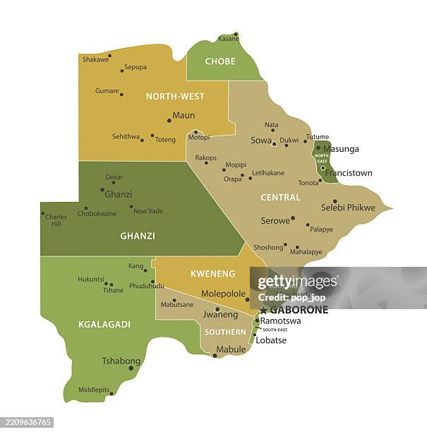 botswana - vector map. golden green colored map of the botswana - school administrator stock illustrations