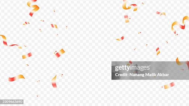 illustrations, cliparts, dessins animés et icônes de gold confetti falling with transparent background - confettis fond blanc
